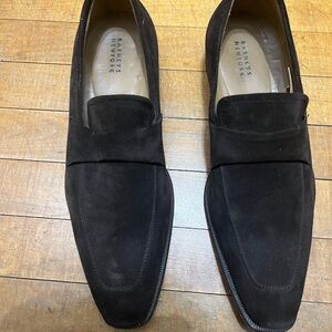 Barneys New York Men's Chocolate Suede Slip-Ons